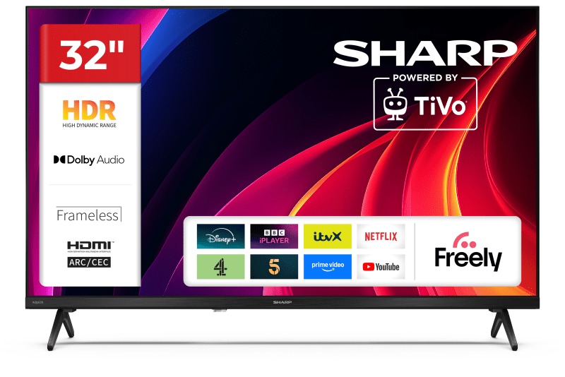 Sharp 32HE2145K HD/Full HD HDR 60Hz Frameless LED 32″ Smart TV - Black A